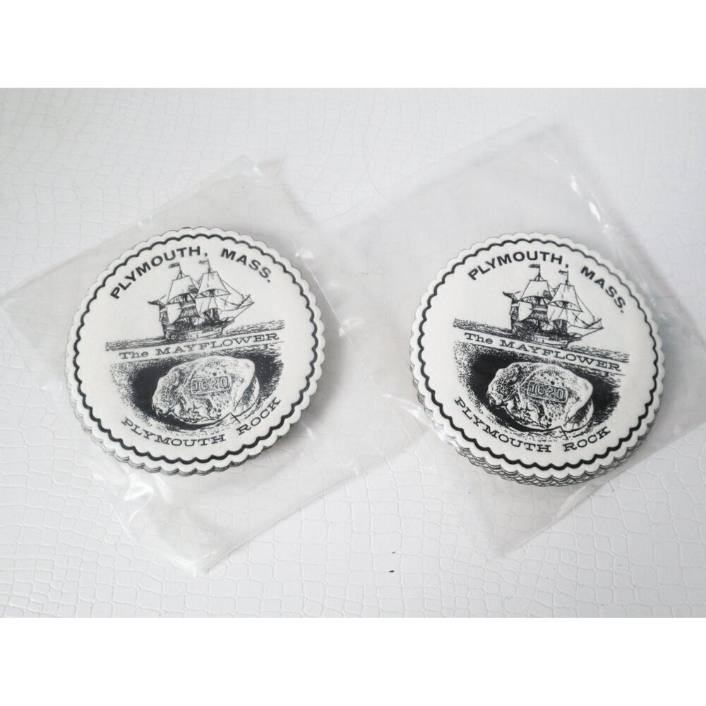 16 Vintage Plymouth Massachusetts The Mayflower Coasters Japan Barware 1960s NOS